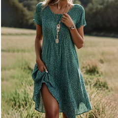 Victoria™ Polka Dot Midi Dress with V-Neck (One Piece)