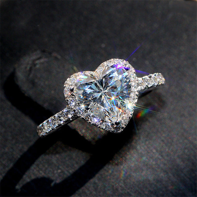 Heart Shaped S925 Sterling Silver Ring for Women