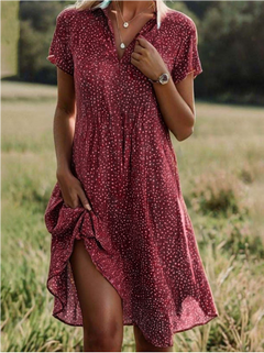 Victoria™ Polka Dot Midi Dress with V-Neck (One Piece)
