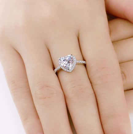 Heart Shaped S925 Sterling Silver Ring for Women