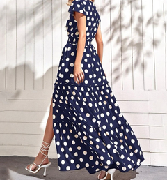 Polka Dot Dress with Split V-neck Design