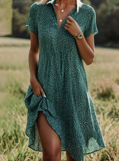 Victoria™ Polka Dot Midi Dress with V-Neck (One Piece)