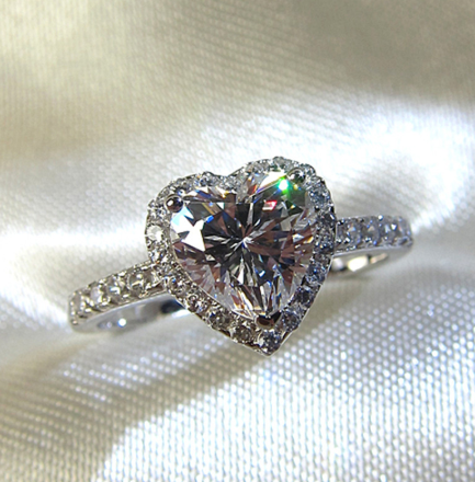 Heart Shaped S925 Sterling Silver Ring for Women