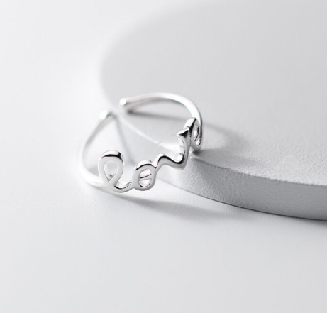 S925 Sterling Silver Heart-shaped LOVE Ring