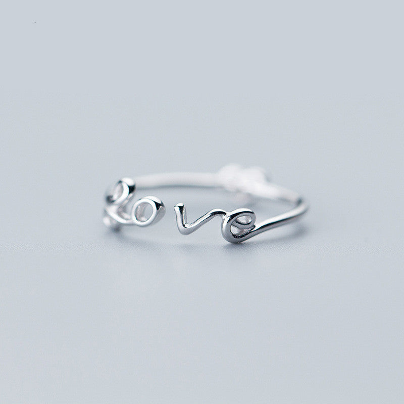 S925 Sterling Silver Heart-shaped LOVE Ring