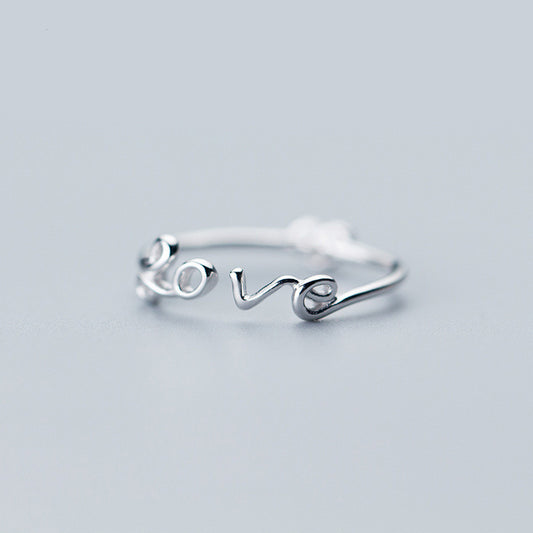 S925 Sterling Silver Heart-shaped LOVE Ring
