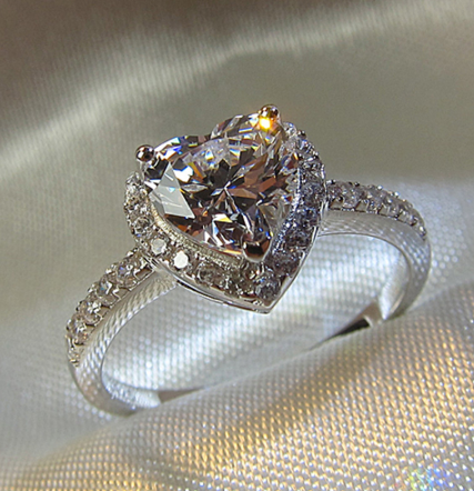 Heart Shaped S925 Sterling Silver Ring for Women